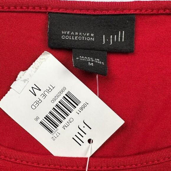 J Jill Top Womens Medium Red Tunic Long Sleeve Stretch Minimalist Comfort Career - Picture 6 of 12